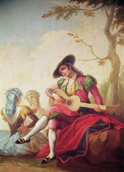 De Elegante Man die Gitaar Speelt door Ramon Bayeu y Subias